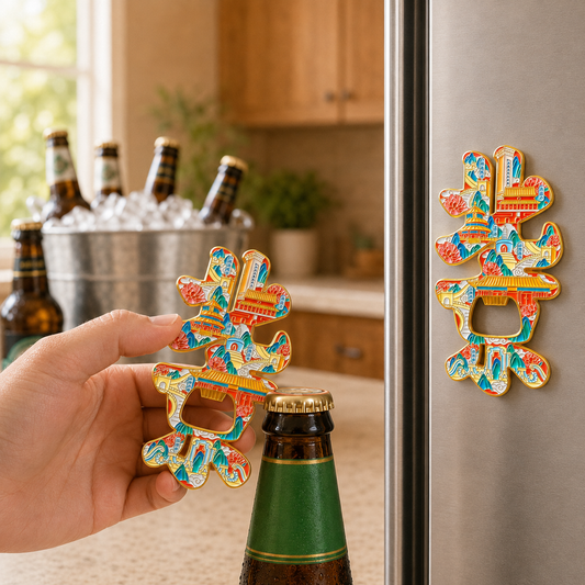 3D Travel Souvenir Gift | Beijing Landmarks & Chinese Character Art Design | Magnetic Bottle Opener & Refrigerator Magnet | Kitchen Decor