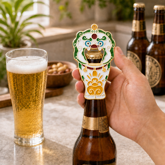 Magnetic Bottle Opener & Refrigerator Magnet | Chinese Guardian Lion design | Auspicious Temple Guardian |Kitchen Decor