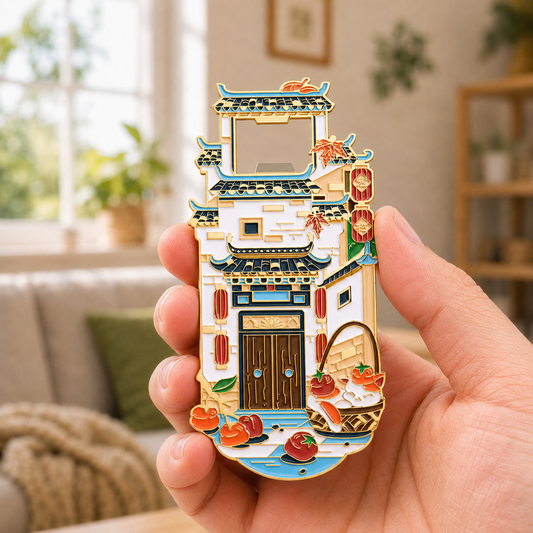 3D Landmark Travel Souvenir Gift | Chinese Ancient Village & Autumn Landscape Design | Magnetic Bottle Opener & Refrigerator Magnet | Kitchen Decor
