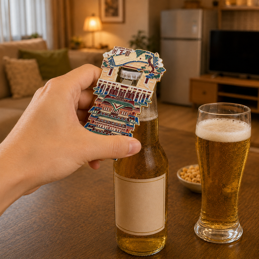 3D Landmark Travel Souvenir Gift | Traditional Chinese Pavilion & River Landscape Design | Magnetic Bottle Opener & Refrigerator Magnet | Kitchen Decor