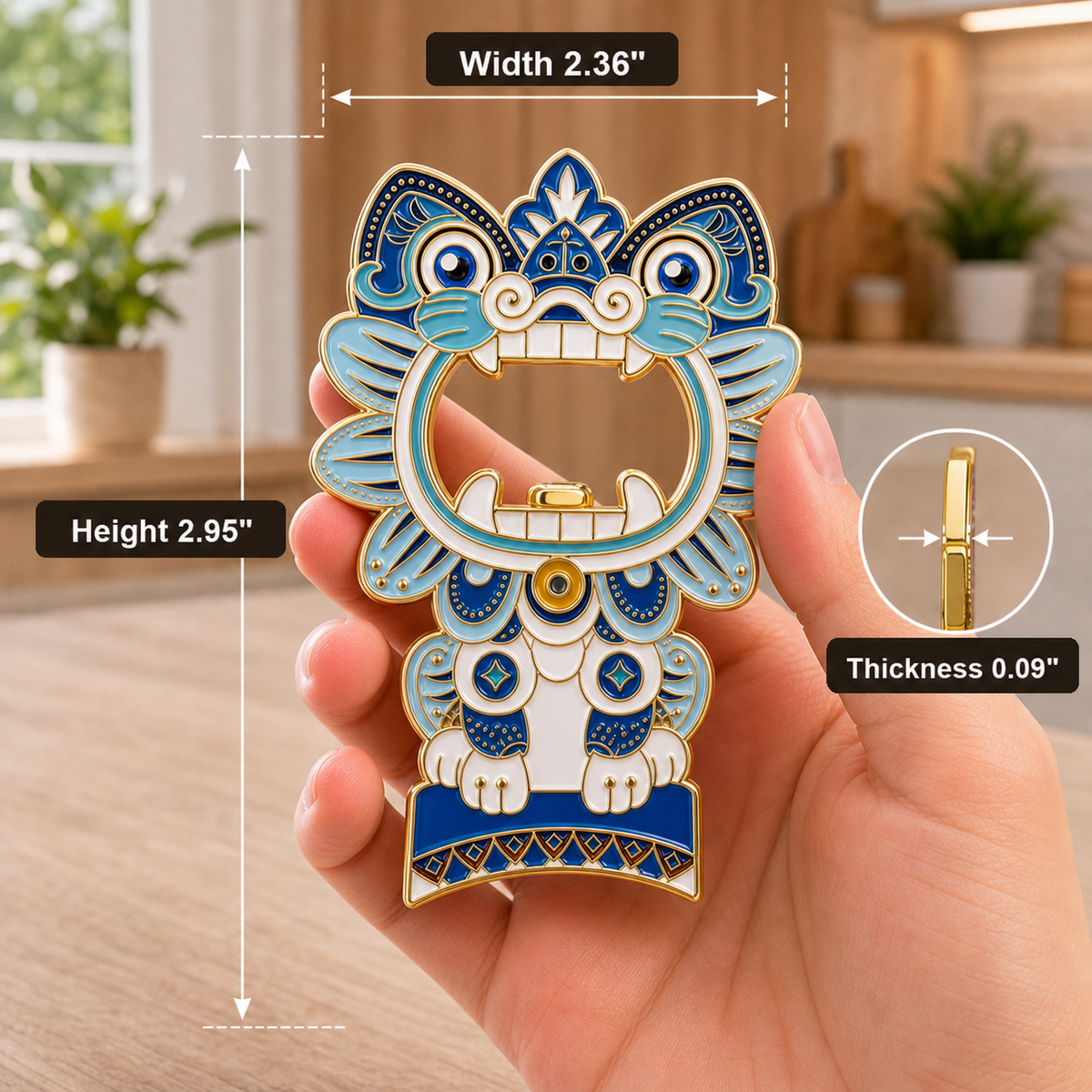 3D Landmark Travel Souvenir Gift | Chinese  Cat Roof Guardian design | Magnetic Bottle Opener & Refrigerator Magnet | Kitchen Decor