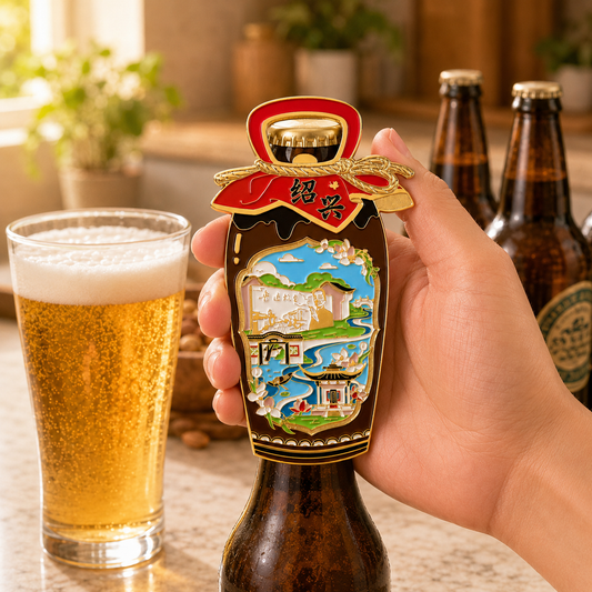 3D Landmark Travel Souvenir Gift | Chinese Rice Wine Jar & Water Town Design | Magnetic Bottle Opener & Refrigerator Magnet | Kitchen Decor