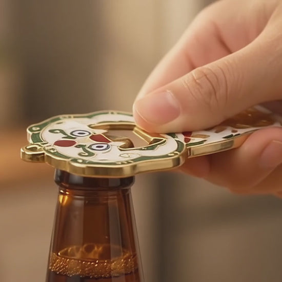 Chinese Guardian Lion-Bottle-opening demonstration