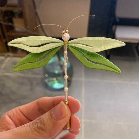Dragonfly Brooch Made of Chinese Chan Hua